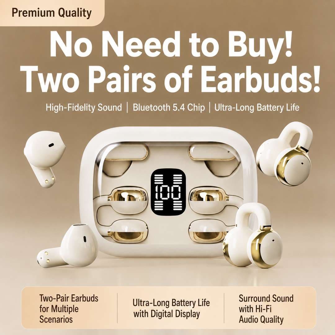 Q10 Couple Dual-Set Wireless Earbuds – Bluetooth 5.4, ENC Noise Reduction & Digital Power Display — image 2 of 8
