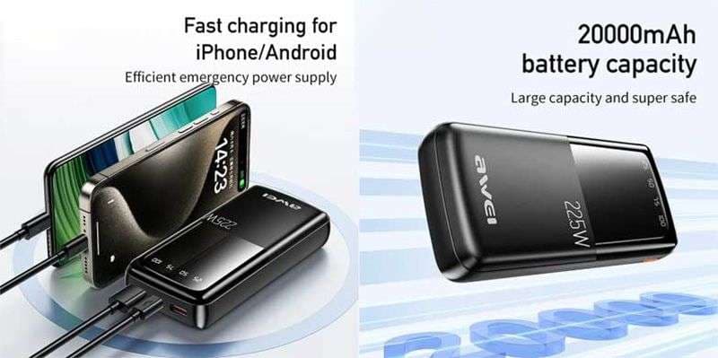 Awei P13k 22.5w PD Fast Charging Powerbank-20000mAh — image 3 of 3
